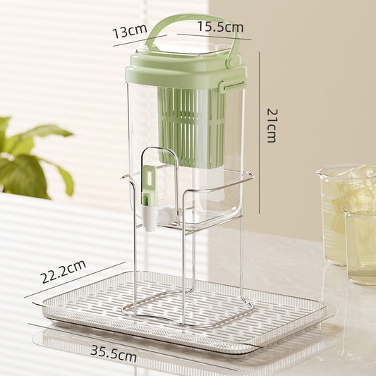 Green Refrigerator Beverage Dispenser with Faucet and Plastic Fruit Filter 3.5L Cold Water Jug includes Metal V888-ELOSUNG43569