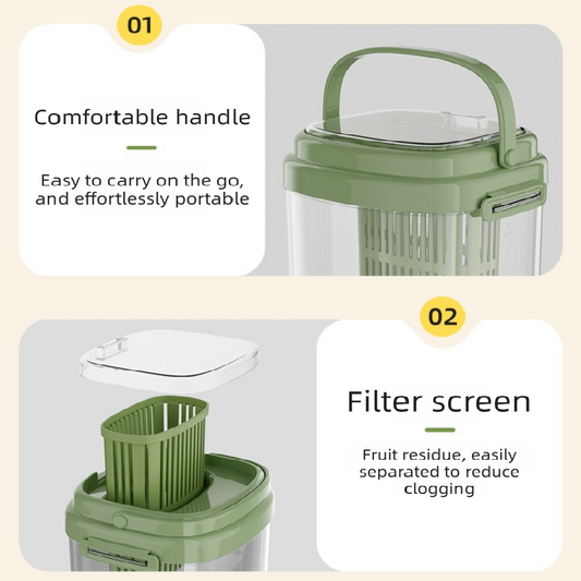 Green Refrigerator Beverage Dispenser with Faucet and Plastic Fruit Filter 3.5L Cold Water Jug includes Metal V888-ELOSUNG43569