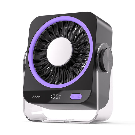 Grey Portable Semiconductor Cooling Desk Fan USB Type-C Rechargeable 5 Speeds Digital Display Silent V888-ELOSUNG43572