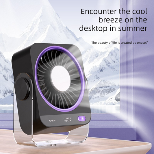 Grey Portable Semiconductor Cooling Desk Fan USB Type-C Rechargeable 5 Speeds Digital Display Silent V888-ELOSUNG43572