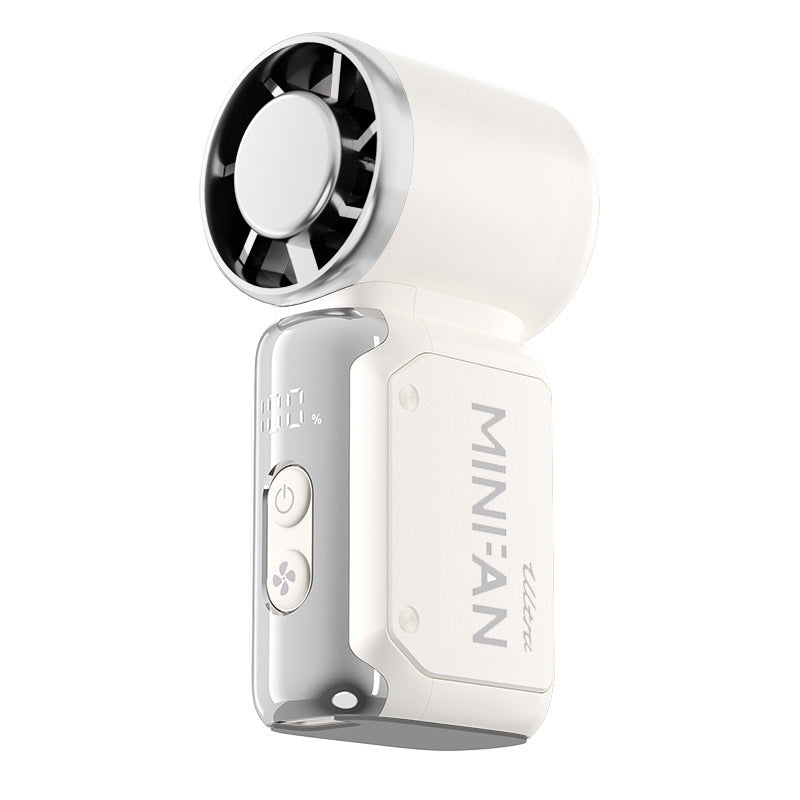 White Portable Mini Handheld Fan with 199-Speed Settings and Brushless Motor for Outdoor Use High Performance V888-ELOSUNG43573