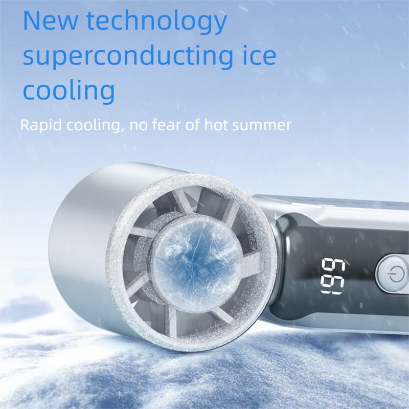Grey Portable Mini Handheld Fan with 199-Speed Settings and Brushless Motor for Outdoor Use High Performance V888-ELOSUNG43575
