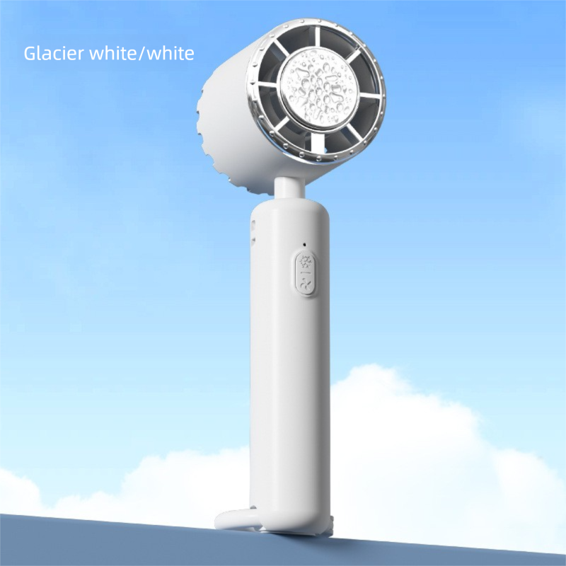 White Portable Ice Cooling Handheld Fan USB Rechargeable 2000mAh Silent Battery Fan for Office and Outdoor V888-ELOSUNG43577
