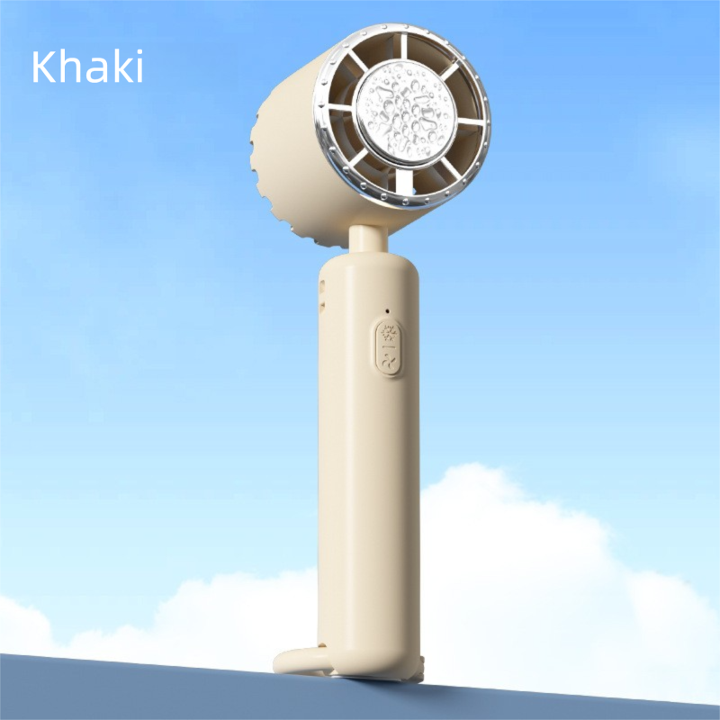 Khaki Portable Ice Cooling Handheld Fan USB Rechargeable 2000mAh Silent Battery Fan for Office and Outdoor V888-ELOSUNG43578