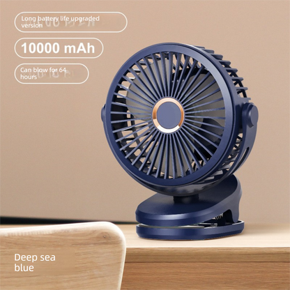 Deep Sea Blue 10000mAh Portable Clip on Fan with 720 Degree Rotation 4 Speeds for Stroller Kitchen Office V888-ELOSUNG43582