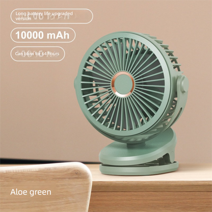 Green 10000mAh Portable Clip on Fan with 720 Degree Rotation 4 Speeds for Stroller Kitchen Office Desk Quiet V888-ELOSUNG43583