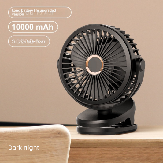 Black 10000mAh Portable Clip on Fan with 720 Degree Rotation 4 Speeds for Stroller Kitchen Office Desk Quiet V888-ELOSUNG43586