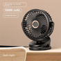 Black 10000mAh Portable Clip on Fan with 720 Degree Rotation 4 Speeds for Stroller Kitchen Office Desk Quiet V888-ELOSUNG43586