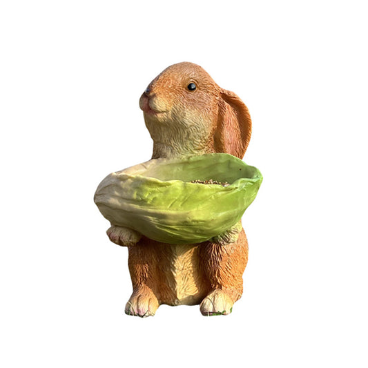 Cute Resin Rabbit Bird Feeder for Outdoor Garden Courtyard Balcony Landscape Decoration Durable Waterproof V888-ELOSUNG43603