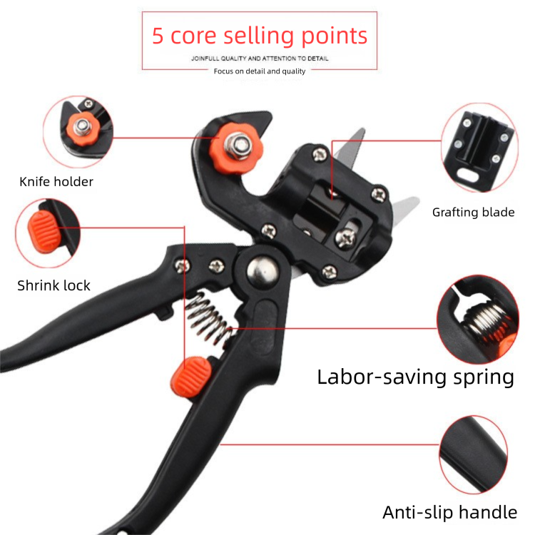 Orange Handheld Grafting Shear with Replaceable Blades and Pruning Function for Tree Grafting and Branch V888-ELOSUNG43606