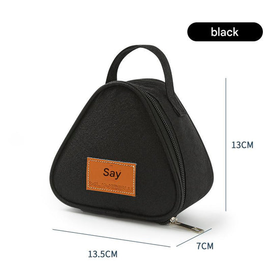 3-PCS Black Triangular Insulated Lunch Bag with Food-Grade Aluminum Lining for Heat Preservation and V888-ELOSUNG43639