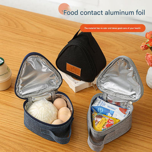 3-PCS Black Triangular Insulated Lunch Bag with Food-Grade Aluminum Lining for Heat Preservation and V888-ELOSUNG43639