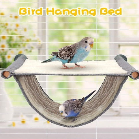 2-Pack Grey Bird Hammock Bed for Parrots, Budgies, and Small Pets - Warm, Soft, Washable Hanging Nest with V888-ELOSUNG43652