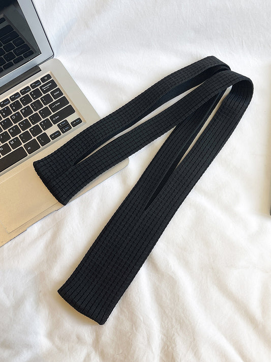 Black High-Elastic Knit Long Phone Sling Bag - Adjustable Crossbody Streetwear Accessory for iPhone with V888-ELOSUNG43667