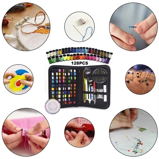 128-Piece Sewing Kit with 40 Colorful Thread Spools - Portable, Compact Sewing Set for Home, Travel & DIY V888-ELOSUNG43675