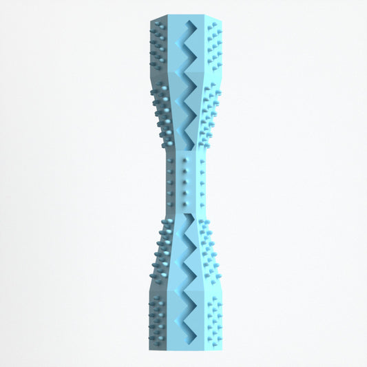 2-Pack Blue Hexagonal Pet Chew Toy - Durable Rubber Dog & Cat Teething Stick for Dental Care, Biting Relief V888-ELOSUNG43676