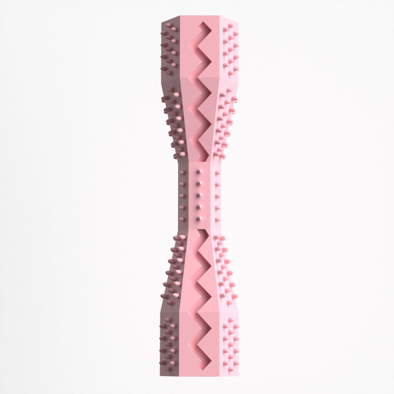 2-Pack Pink Hexagonal Pet Chew Toy - Durable Rubber Dog & Cat Teething Stick for Dental Care, Biting Relief V888-ELOSUNG43677