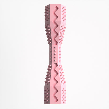 2-Pack Pink Hexagonal Pet Chew Toy - Durable Rubber Dog & Cat Teething Stick for Dental Care, Biting Relief V888-ELOSUNG43677