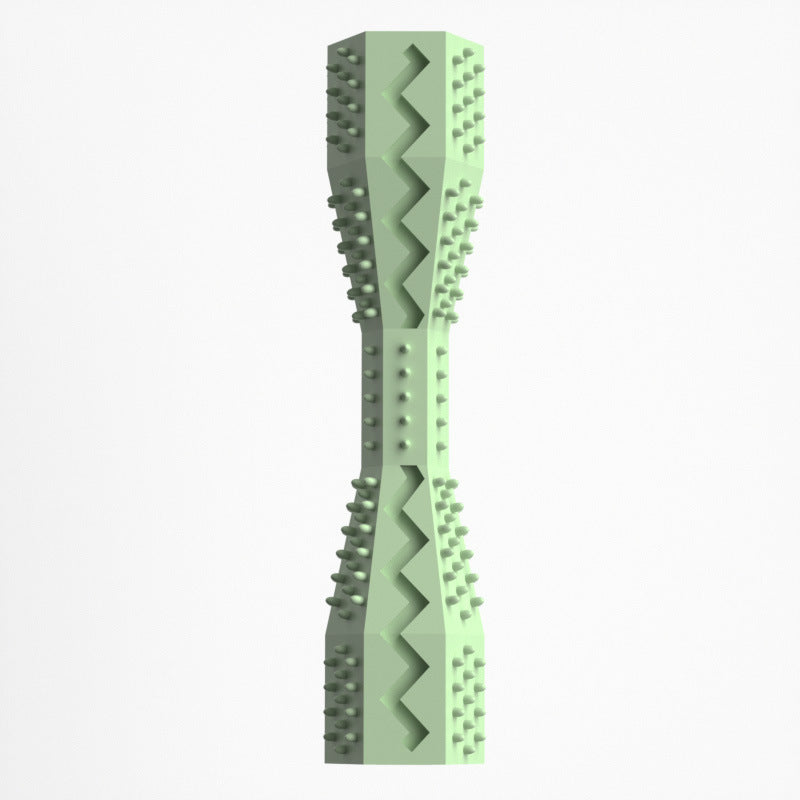 2-Pack Green Hexagonal Pet Chew Toy - Durable Rubber Dog & Cat Teething Stick for Dental Care, Biting Relief V888-ELOSUNG43678