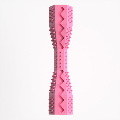 2-Pack Rose red Hexagonal Pet Chew Toy - Durable Rubber Dog & Cat Teething Stick for Dental Care, Biting V888-ELOSUNG43679