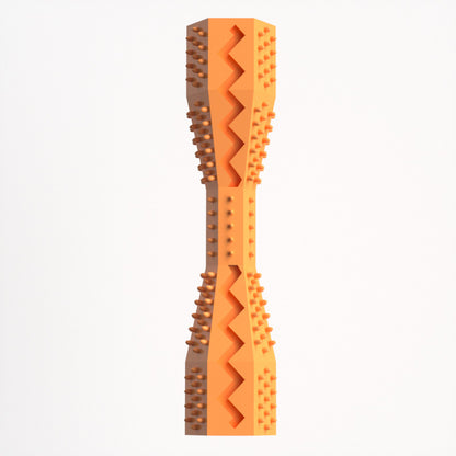 2-Pack Orange Hexagonal Pet Chew Toy - Durable Rubber Dog & Cat Teething Stick for Dental Care, Biting Relief V888-ELOSUNG43681
