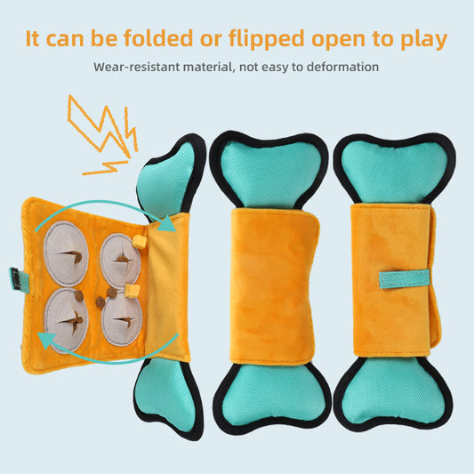 Interactive Dog Toy with Sound & Food Hiding Pockets - Foldable Plush Puzzle for Mental Stimulation, Slow V888-ELOSUNG43682
