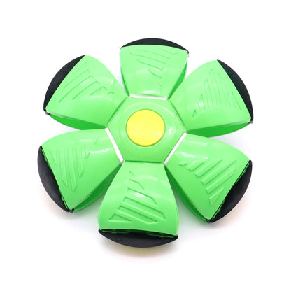 Green Transformable Dog Toy - Dual-Mode Bouncing Ball & Flying Disc for Interactive Play, Durable Chewing, V888-ELOSUNG43685