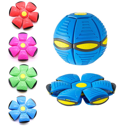 Green Transformable Dog Toy - Dual-Mode Bouncing Ball & Flying Disc for Interactive Play, Durable Chewing, V888-ELOSUNG43685