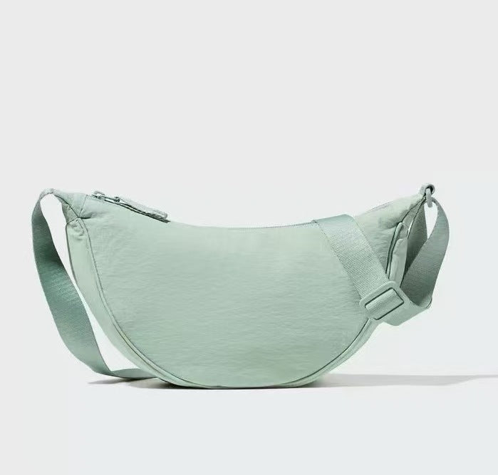 Light green Lightweight Nylon Crossbody Bag - Compact Saddle Style with Adjustable Strap for Everyday Use V888-ELOSUNG43724
