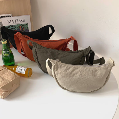 Light green Lightweight Nylon Crossbody Bag - Compact Saddle Style with Adjustable Strap for Everyday Use V888-ELOSUNG43724