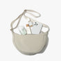 Beige Lightweight Nylon Crossbody Bag - Compact Saddle Style with Adjustable Strap for Everyday Use V888-ELOSUNG43726