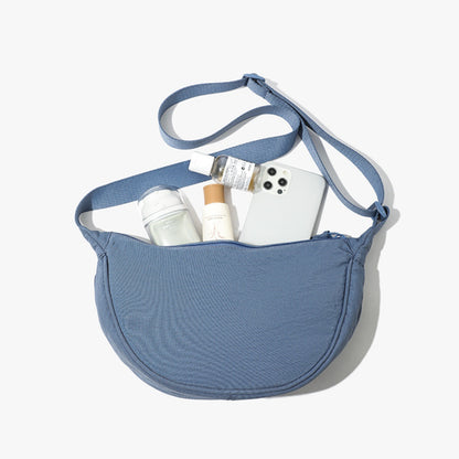 Sea blue Lightweight Nylon Crossbody Bag - Compact Saddle Style with Adjustable Strap for Everyday Use V888-ELOSUNG43727