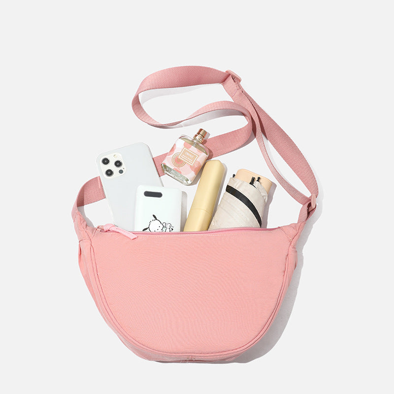 Coconut flour Lightweight Nylon Crossbody Bag - Compact Saddle Style with Adjustable Strap for Everyday Use V888-ELOSUNG43729