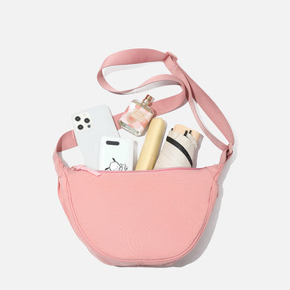 Coconut flour Lightweight Nylon Crossbody Bag - Compact Saddle Style with Adjustable Strap for Everyday Use V888-ELOSUNG43729