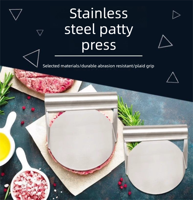 2-PCS Stainless Steel Meat Press Mold 11.2cm Diameter for Burger Patties, Steak, Dough & Rice Rolls - V888-ELOSUNG43736