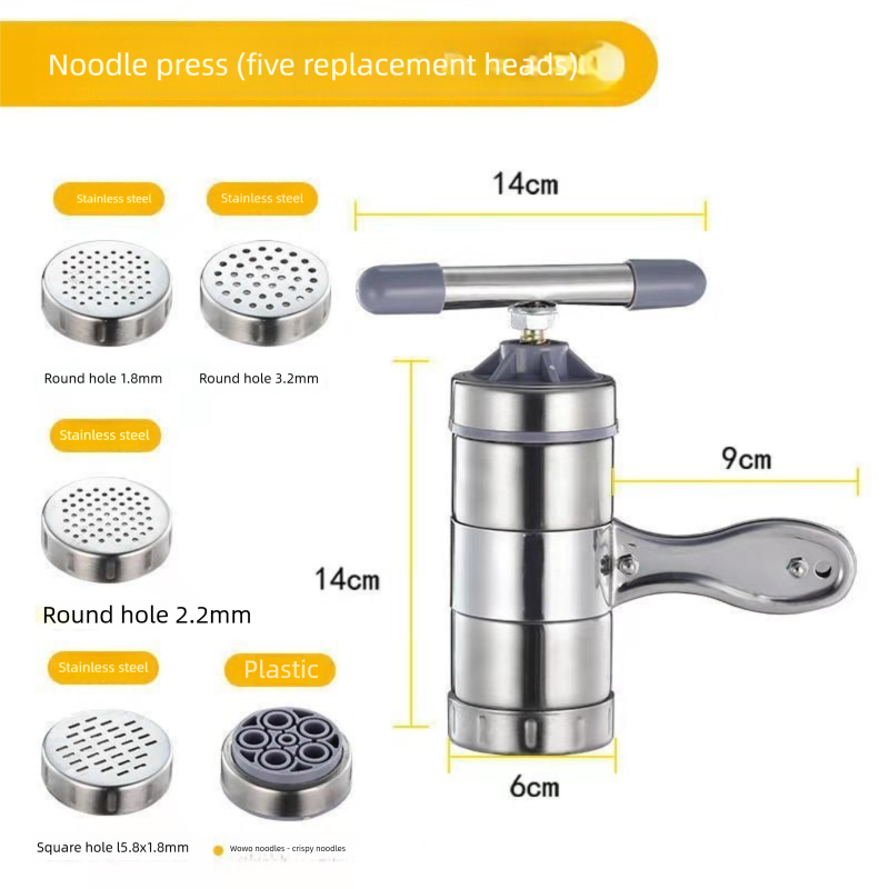 Manual Stainless Steel Noodle Maker with Interchangeable Dies for Homemade Egg Noodles Flatbread and Dumpling V888-ELOSUNG43737