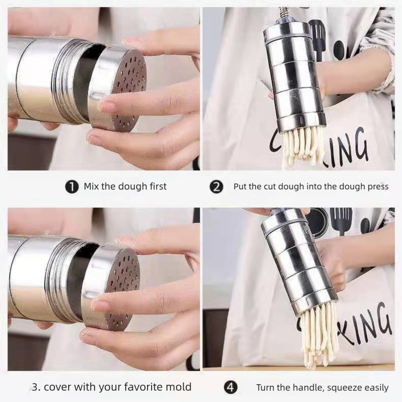 Manual Stainless Steel Noodle Maker with Interchangeable Dies for Homemade Egg Noodles Flatbread and Dumpling V888-ELOSUNG43738