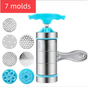 Blue Manual Stainless Steel Noodle Maker with Interchangeable Dies for Homemade Egg Noodles Flatbread and V888-ELOSUNG43740