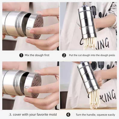 Blue Manual Stainless Steel Noodle Maker with Interchangeable Dies for Homemade Egg Noodles Flatbread and V888-ELOSUNG43740