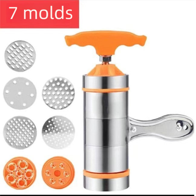 Orange Manual Stainless Steel Noodle Maker with Interchangeable Dies for Homemade Egg Noodles Flatbread and V888-ELOSUNG43741