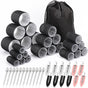 Black 49-Piece Pink Plastic Hair Rollers Set with Clips and Storage Bag for At-Home Styling - Multi-Size V888-ELOSUNG43750