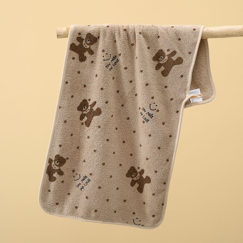 5-Pack Coffee color Soft Absorbent Face Towels with Bear Pattern Design - Quick-Drying Plush Towel Set for V888-ELOSUNG43776