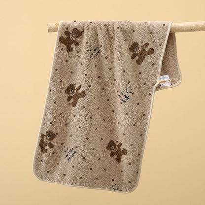 5-Pack Coffee color Soft Absorbent Face Towels with Bear Pattern Design - Quick-Drying Plush Towel Set for V888-ELOSUNG43776