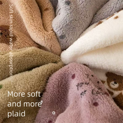 5-Pack Coffee color Soft Absorbent Face Towels with Bear Pattern Design - Quick-Drying Plush Towel Set for V888-ELOSUNG43776
