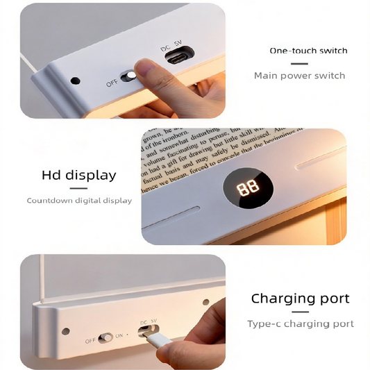 Black LED Flat Panel Reading Light with 99m Timer 3 Color Modes Stepless Dimming Rechargeable Eye Protection V888-ELOSUNG43796