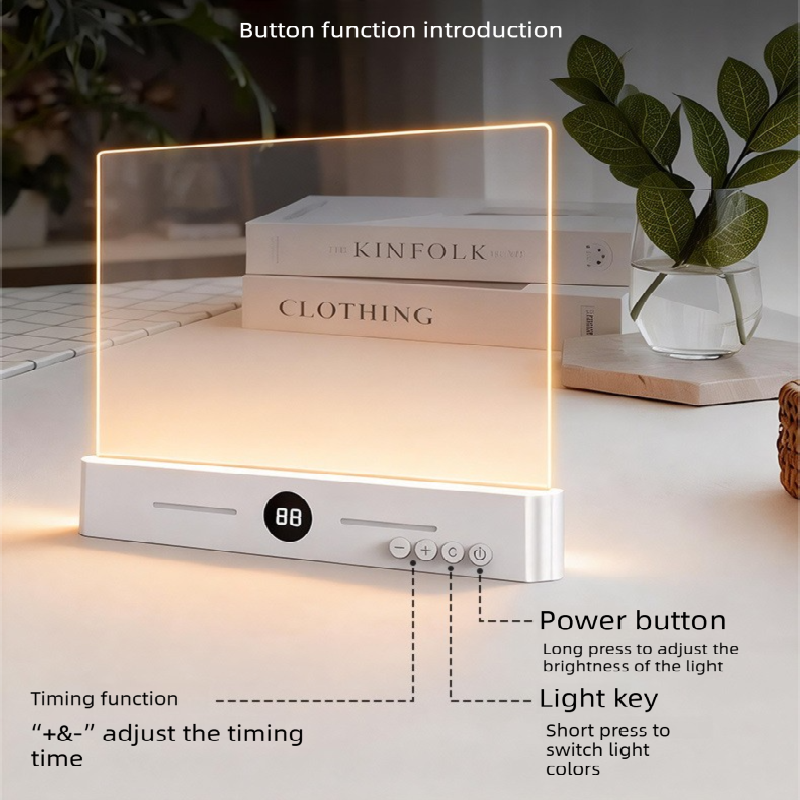 Black LED Flat Panel Reading Light with 99m Timer 3 Color Modes Stepless Dimming Rechargeable Eye Protection V888-ELOSUNG43796