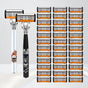 2-Pack 6-Layer Manual Razor with 36 Replacement Blades - Ultra-Close Shave for Men, Stainless Steel Handle V888-ELOSUNG43800