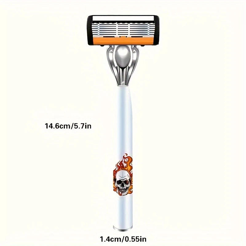 2-Pack 6-Layer Manual Razor with 24 Replacement Blades - Ultra-Close Shave for Men, Stainless Steel Handle V888-ELOSUNG43802
