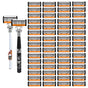 2-Pack 6-Layer Manual Razor with 60 Replacement Blades - Ultra-Close Shave for Men, Stainless Steel Handle V888-ELOSUNG43804