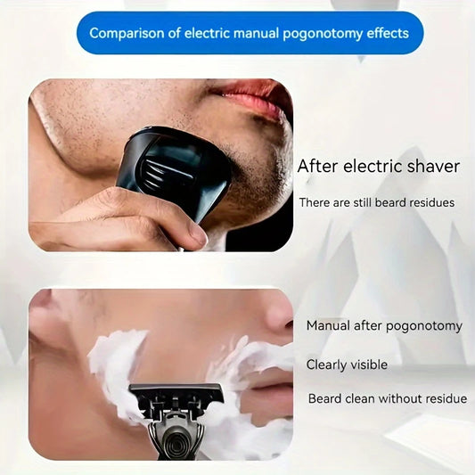 2-Pack 6-Layer Manual Razor with 60 Replacement Blades - Ultra-Close Shave for Men, Stainless Steel Handle V888-ELOSUNG43804